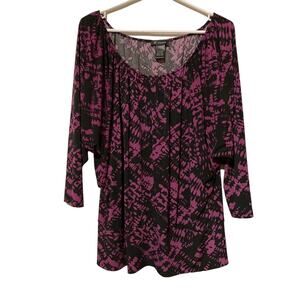 I.N.C International Concepts Size Large Black / Purple Top Blouse